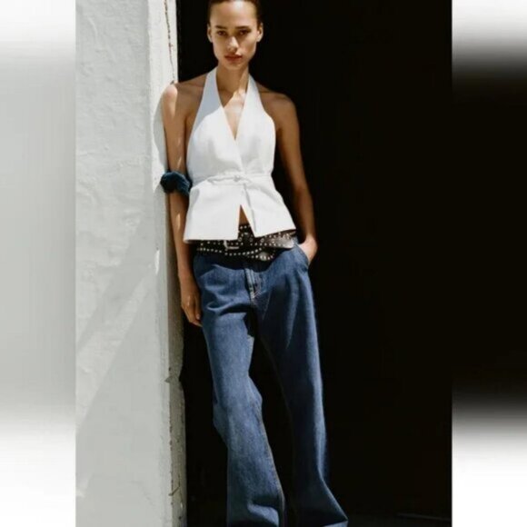 ZARA BELTED HALTER VEST TOP - Picture 2 of 6